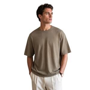 NWT Cellini 100% Silk Oversized Knit Top Short Sleeve Tan XL Old Money